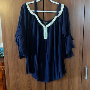 Nice. Navy blue with pearls and lace at the top